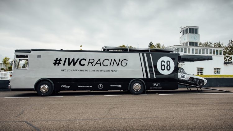 IWC racing car transporter with the 1955 Mercedes-Benz 300 SL “Gullwing”.