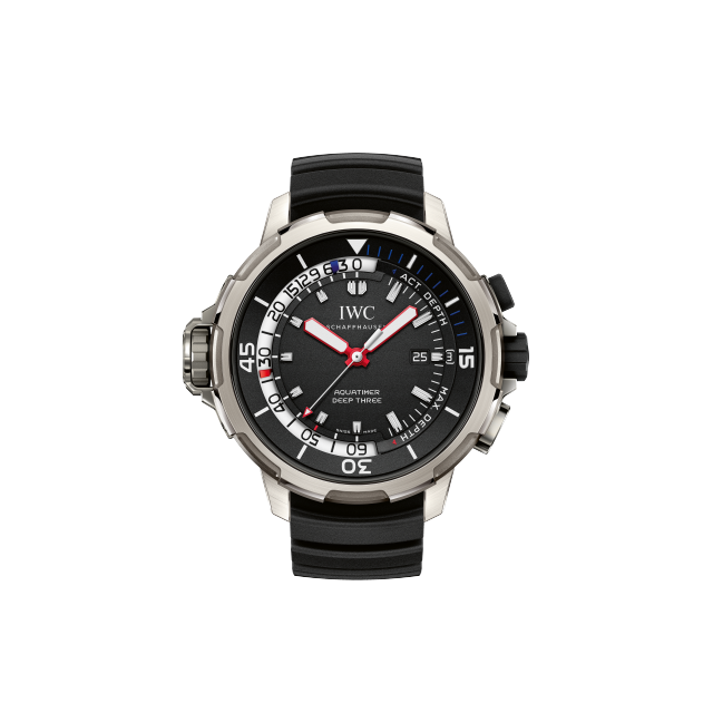 Aquatimer IW355701 watch with black dial with luminescence and rubber strap