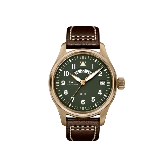 Pilot's watch IW327101 with green dial with luminescence and brown leather strap