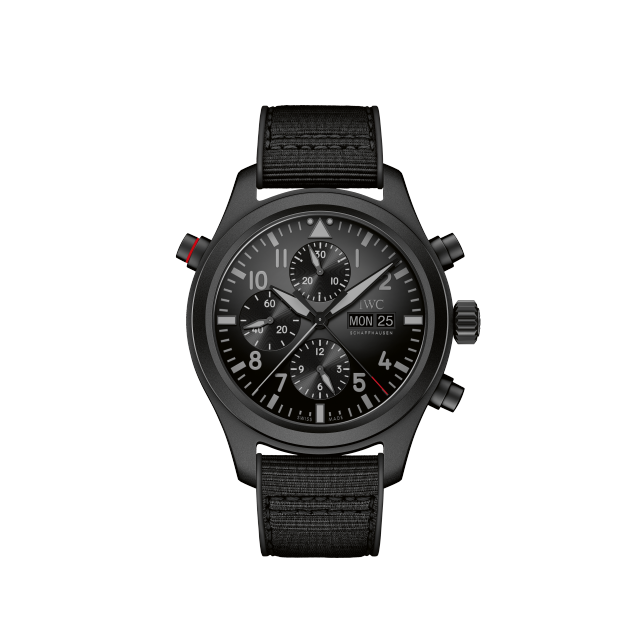 Pilot’s Watch Double Chronograph Top Gun Ceratanium® (IW371815) with black strap