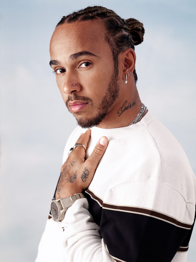 Lewis Hamilton wearing Pilot's Watch in Mojave